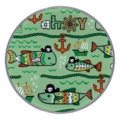 Seamless Pattern Fishes Pirates Cartoon Wireless Fast Charger(white) by Simbadda