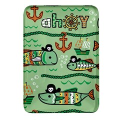 Seamless Pattern Fishes Pirates Cartoon Rectangular Glass Fridge Magnet (4 Pack) by Simbadda