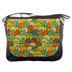 Seamless Pattern With Doodle Bunny Messenger Bag by Simbadda