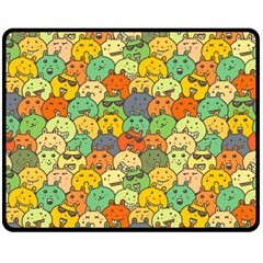 Seamless Pattern With Doodle Bunny Two Sides Fleece Blanket (medium)