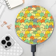 Seamless Pattern With Doodle Bunny Wireless Fast Charger(white) by Simbadda