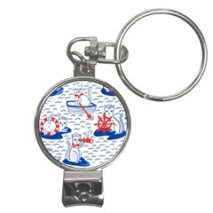 Nautical Cats Seamless Pattern Nail Clippers Key Chain by Simbadda