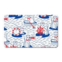 Nautical Cats Seamless Pattern Magnet (rectangular) by Simbadda