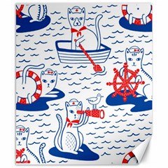 Nautical Cats Seamless Pattern Canvas 8  X 10  by Simbadda