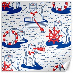 Nautical Cats Seamless Pattern Canvas 12  X 12  by Simbadda