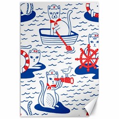 Nautical Cats Seamless Pattern Canvas 12  X 18  by Simbadda