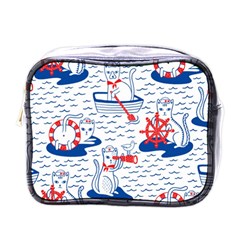 Nautical Cats Seamless Pattern Mini Toiletries Bag (one Side) by Simbadda