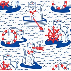 Nautical Cats Seamless Pattern Play Mat (square) by Simbadda