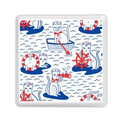 Nautical Cats Seamless Pattern Memory Card Reader (square) by Simbadda