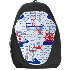 Nautical Cats Seamless Pattern Backpack Bag by Simbadda