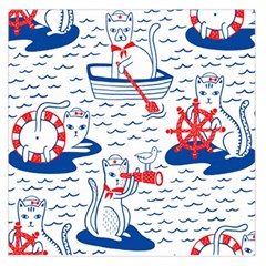 Nautical Cats Seamless Pattern Square Satin Scarf (36  X 36 ) by Simbadda