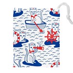 Nautical Cats Seamless Pattern Drawstring Pouch (4XL) Front