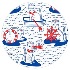 Nautical Cats Seamless Pattern Round Trivet by Simbadda