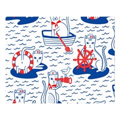 Nautical Cats Seamless Pattern Premium Plush Fleece Blanket (large) by Simbadda