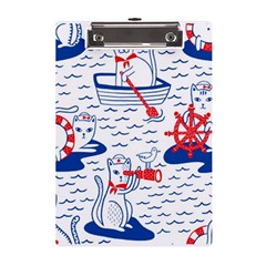 Nautical Cats Seamless Pattern A5 Acrylic Clipboard