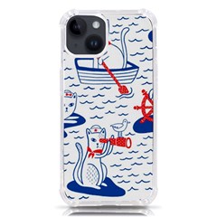 Nautical Cats Seamless Pattern Iphone 14 Tpu Uv Print Case by Simbadda