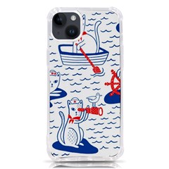 Nautical Cats Seamless Pattern Iphone 14 Plus Tpu Uv Print Case by Simbadda