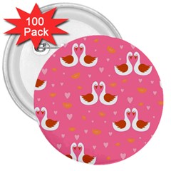 Swan Pattern Elegant Style 3  Buttons (100 Pack)  by Simbadda