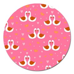 Swan Pattern Elegant Style Magnet 5  (round) by Simbadda