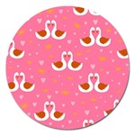 Swan Pattern Elegant Style Magnet 5  (Round) Front