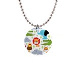 Seamless Pattern Vector With Animals Cartoon 1  Button Necklace Front