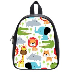 Seamless Pattern Vector With Animals Cartoon School Bag (small) by Simbadda