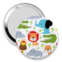 Seamless Pattern Vector With Animals Cartoon 3  Handbag Mirrors by Simbadda