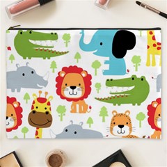 Seamless Pattern Vector With Animals Cartoon Cosmetic Bag (xxxl) by Simbadda