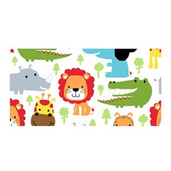 Seamless Pattern Vector With Animals Cartoon Satin Wrap 35  X 70  by Simbadda