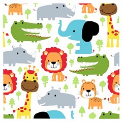 Seamless Pattern Vector With Animals Cartoon Wooden Puzzle Square by Simbadda