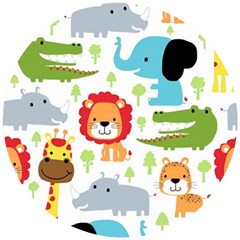 Seamless Pattern Vector With Animals Cartoon Wooden Puzzle Round by Simbadda