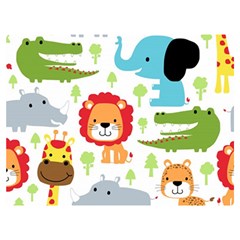 Seamless Pattern Vector With Animals Cartoon Premium Plush Fleece Blanket (extra Small)