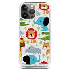 Seamless Pattern Vector With Animals Cartoon Iphone 13 Pro Max Tpu Uv Print Case by Simbadda