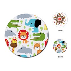 Seamless Pattern Vector With Animals Cartoon Playing Cards Single Design (round) by Simbadda