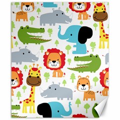 Seamless Pattern Vector With Animals Cartoon Canvas 8  X 10  by Simbadda