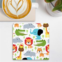 Seamless Pattern Vector With Animals Cartoon Uv Print Square Tile Coaster  by Simbadda