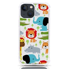 Seamless Pattern Vector With Animals Cartoon Iphone 13 Mini Tpu Uv Print Case by Simbadda