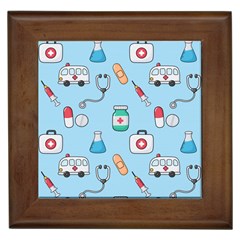 Medical Seamless Pattern Framed Tile by Simbadda