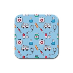 Medical Seamless Pattern Rubber Square Coaster (4 Pack) by Simbadda