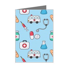 Medical Seamless Pattern Mini Greeting Card by Simbadda