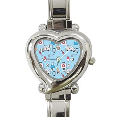 Medical Seamless Pattern Heart Italian Charm Watch by Simbadda