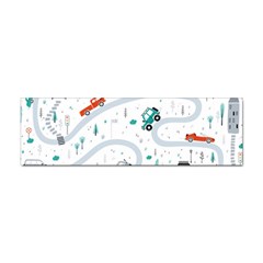 Cute Children Seamless Pattern With Cars Road Park Houses White Background Illustration Town Cartooo Sticker Bumper (100 Pack) by Simbadda