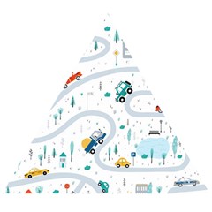 Cute Children Seamless Pattern With Cars Road Park Houses White Background Illustration Town Cartooo Wooden Puzzle Triangle by Simbadda