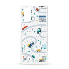 Cute Children Seamless Pattern With Cars Road Park Houses White Background Illustration Town Cartooo Samsung Galaxy S20 6 2 Inch Tpu Uv Case by Simbadda