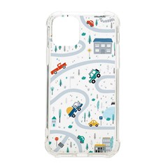 Cute Children Seamless Pattern With Cars Road Park Houses White Background Illustration Town Cartooo Iphone 11 Pro 5 8 Inch Tpu Uv Print Case by Simbadda