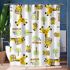 Vector Pattern With Cute Giraffe Cartoon Shower Curtain 60  X 72  (medium)  by Simbadda