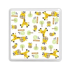 Vector Pattern With Cute Giraffe Cartoon Memory Card Reader (square) by Simbadda