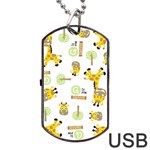 Vector Pattern With Cute Giraffe Cartoon Dog Tag USB Flash (One Side) Front