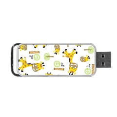 Vector Pattern With Cute Giraffe Cartoon Portable Usb Flash (one Side) by Simbadda