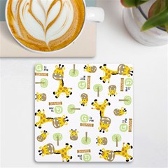 Vector Pattern With Cute Giraffe Cartoon Uv Print Square Tile Coaster  by Simbadda